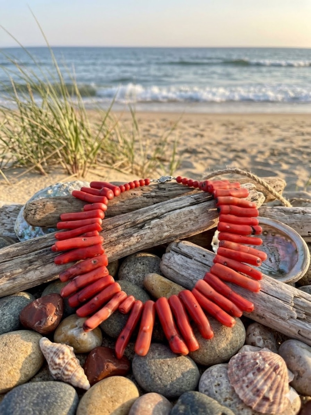 Chunky Vibrant Red Statement Branch Coral Collar Necklace